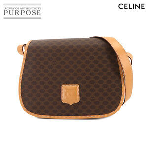 Celine Macadam Shoulder Bag Brown Leather